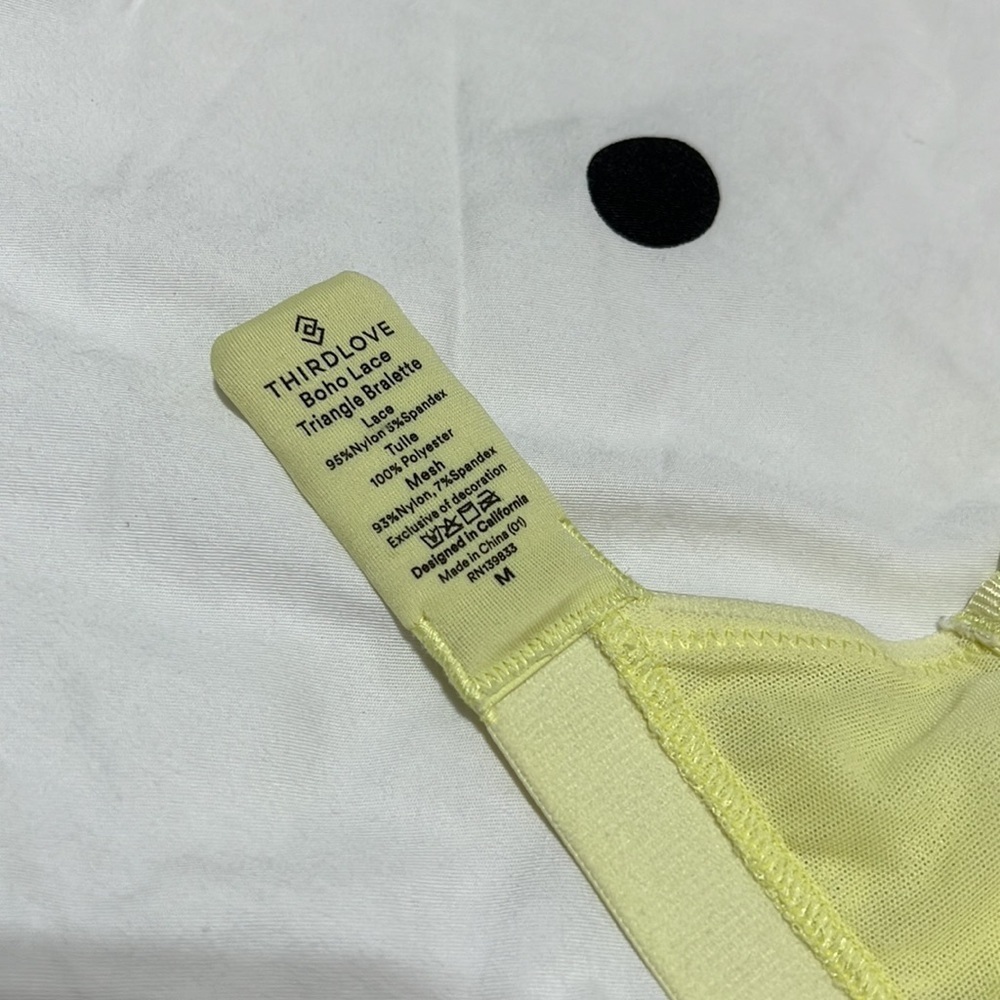 Thirdlove Yellow Boho Lace Unlined Triangle Brale… - image 4